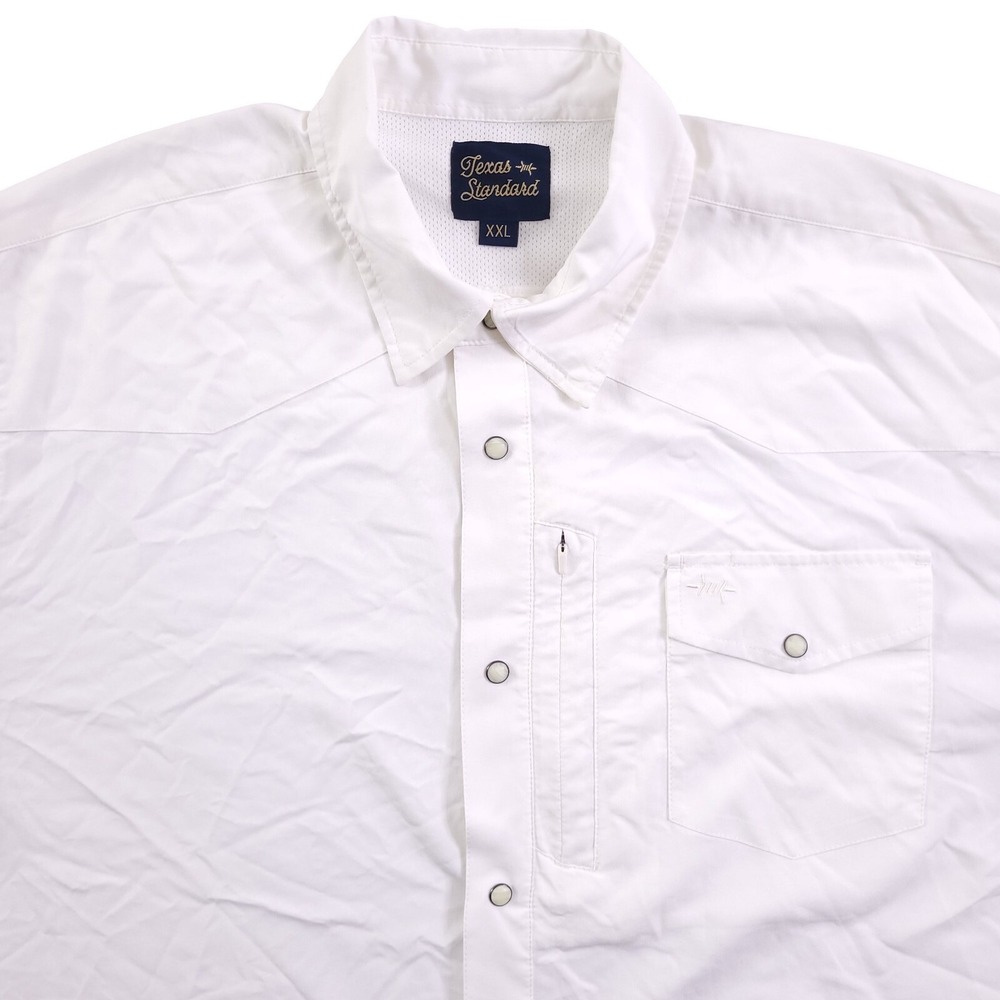 Texas Standard Shirt Mens 2XL White Western Field Pearl Snap Vent Short Sleeve